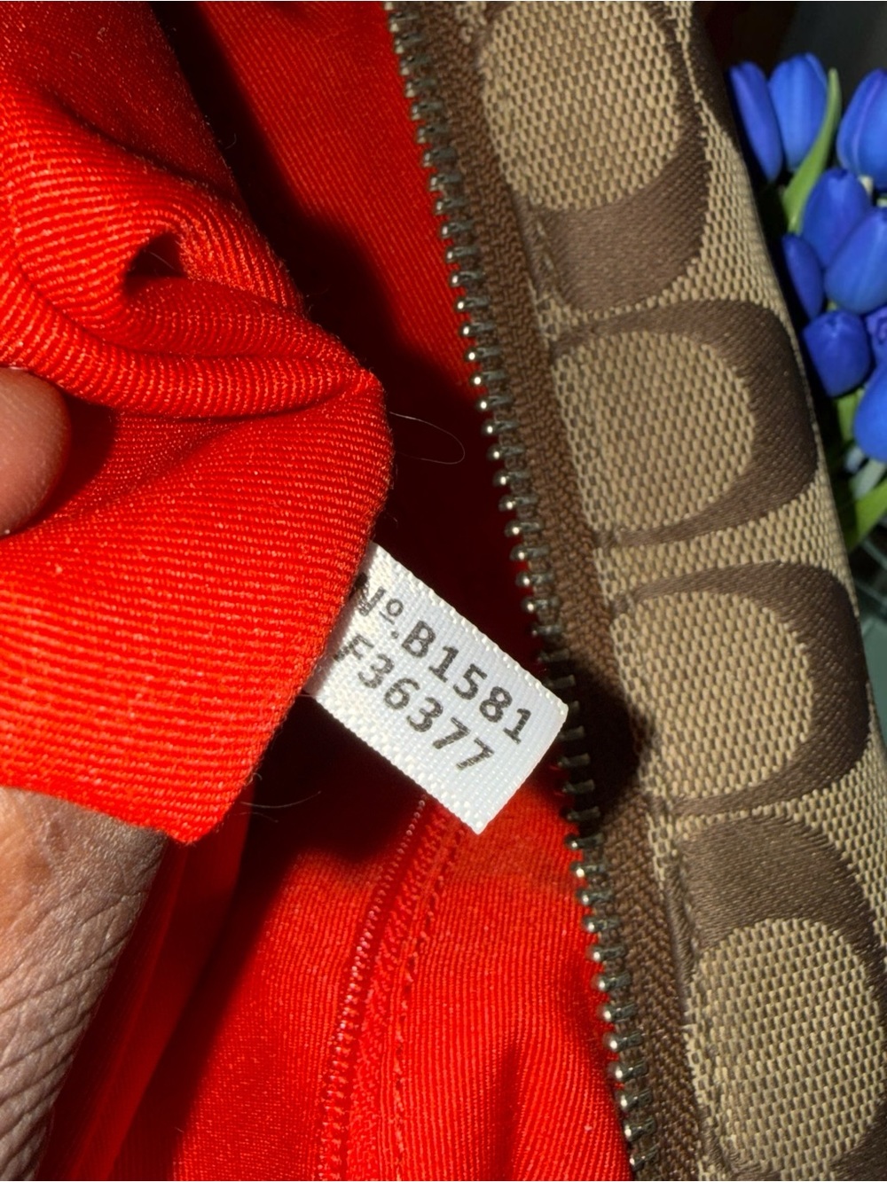 Coach Brown Signature Canvas Hobo with Red Leather Handle and Tag - Picture 6 of 15